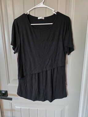 Ekouaer Womans Medium Black Nursing Shirt Soft Stretchy Maternity